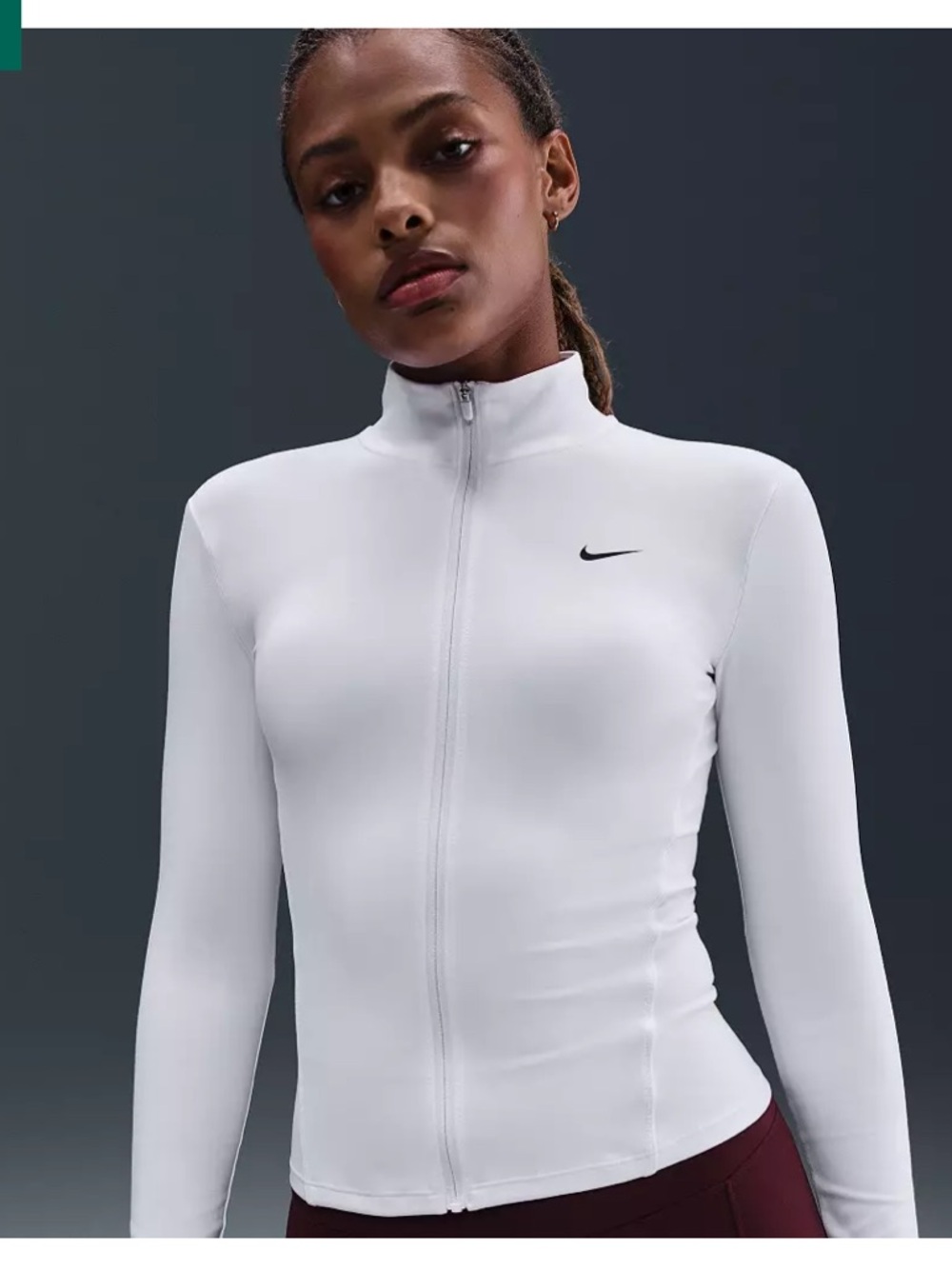 Nike White Zip-Front Active Jacket with Black Swoosh